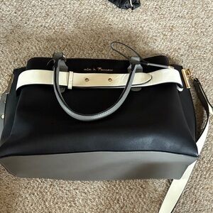 Elegant Black and Gray Satchel by Melie Bianco